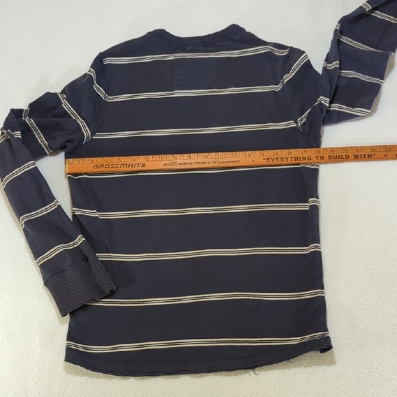 Y2K Hollister Dark Blue Striped Long Sleeve Tee Preppy School - Picture 5 of 8